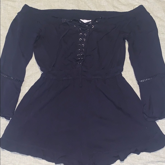 Favlux- Navy Off The Shoulder Romper - Picture 1 of 1